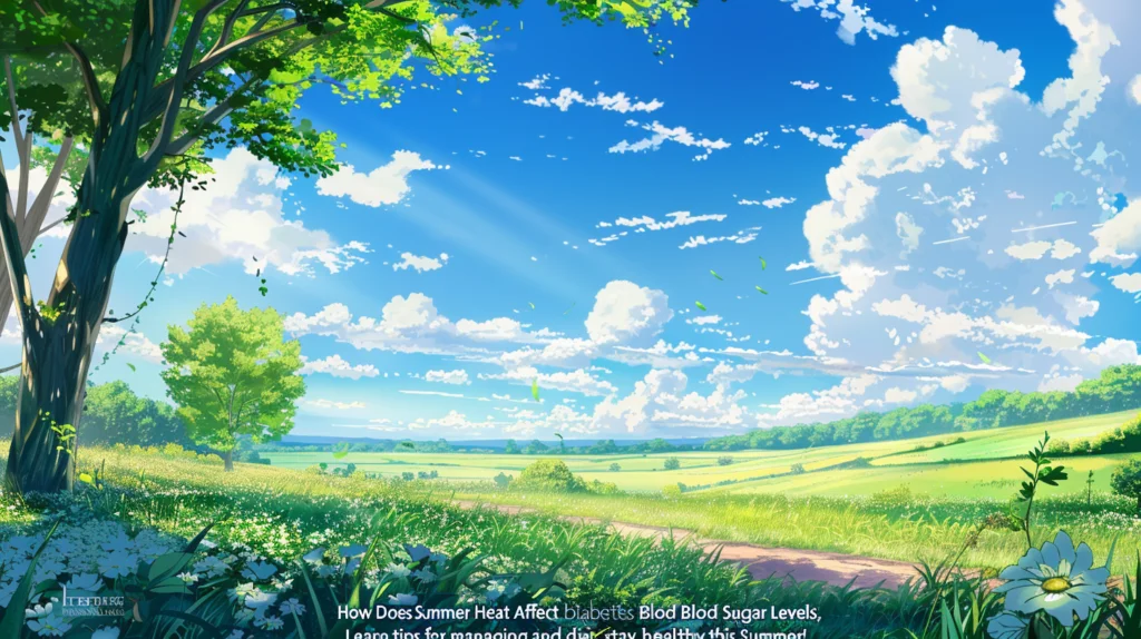 青空の下の爽やかな夏の風景の画像