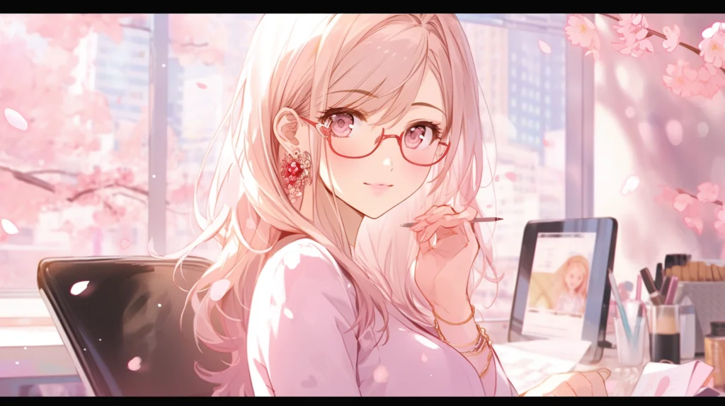 オフィスで働く女性の画像