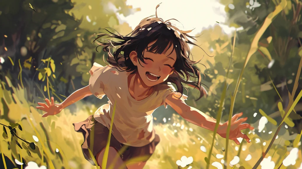 元気に笑う少女のキャラクター画像